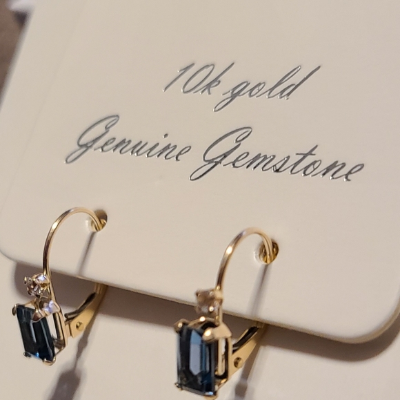 FINE JEWELRY BEAUTIFUL!! GENUINE BLUE TOPAZ 10K GOLD EARRINGS - Picture 3 of 6